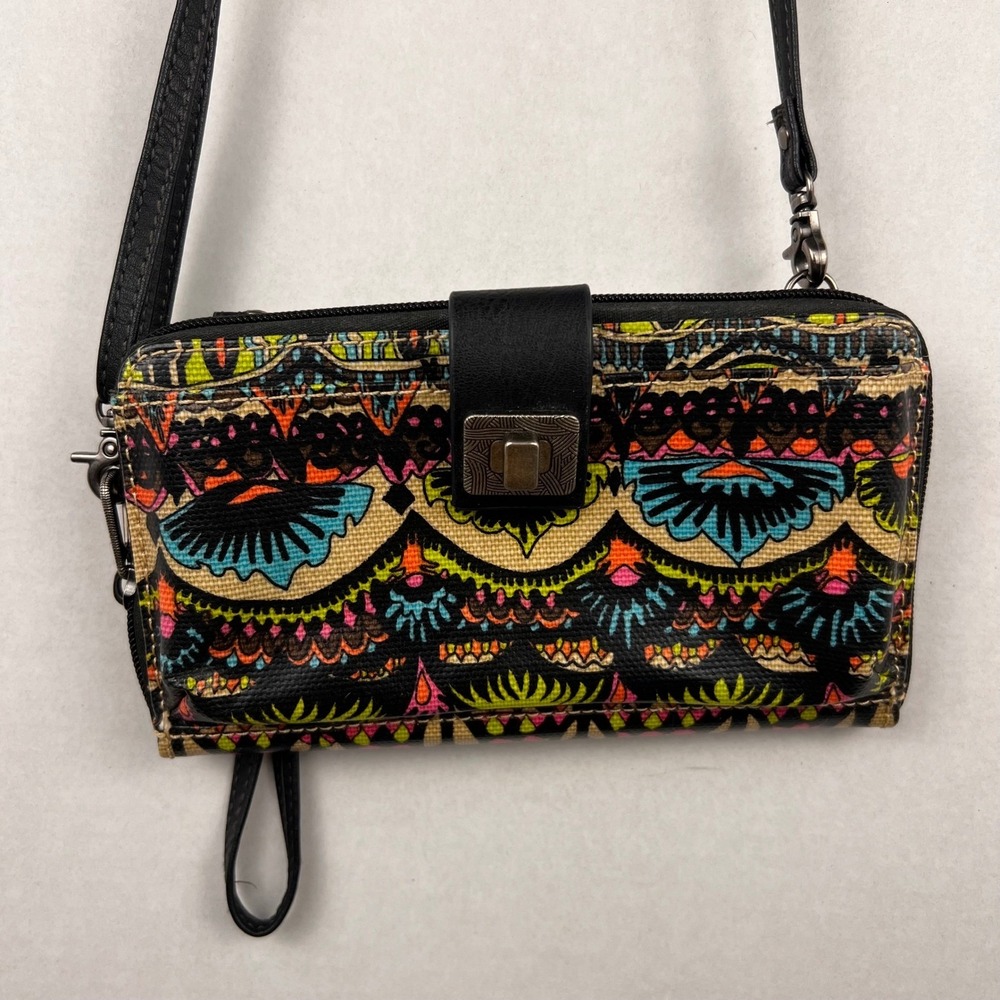 Sakroots Large Smartphone Crossbody Wallet Bag Tribal ‎ Multi Color Flower Power